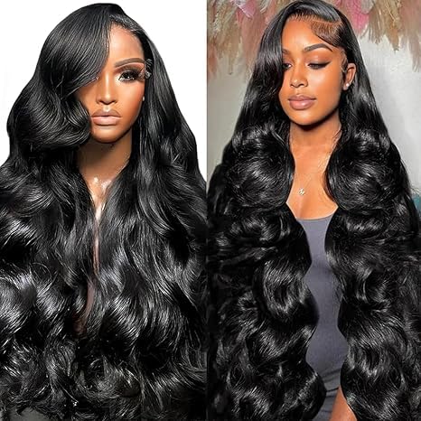 13x6 Body Wave Lace Front Wigs Human Hair Pre Plucked 200% Density Glueless Wigs Human Hair 26 Inch HD Transparent Lace Frontal Wigs Human Hair Wigs for Black Women With Baby Hair