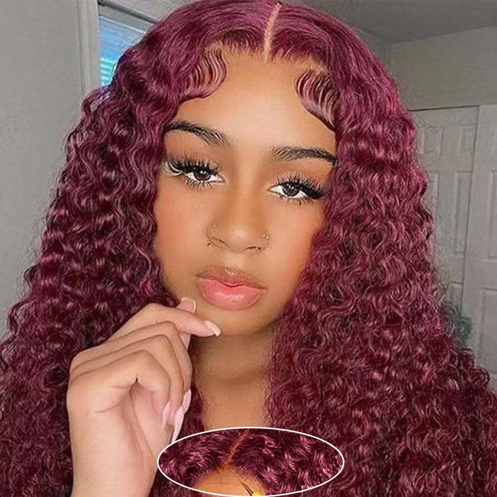 Wear and Go Glueless Wigs Human Hair Pre Plucked Pre Cut Lace Front Wigs for Black Women 180 Density Water Wave Bob Wig Human Hair Curly Wig (14 Inch)