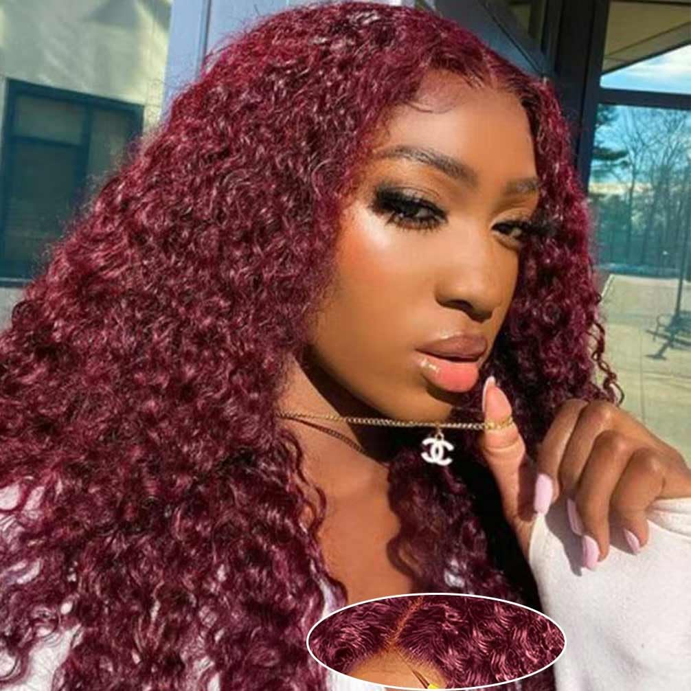 Wear and Go Glueless Wigs Human Hair Pre Plucked Pre Cut Lace Front Wigs for Black Women 180 Density Water Wave Bob Wig Human Hair Curly Wig (14 Inch)