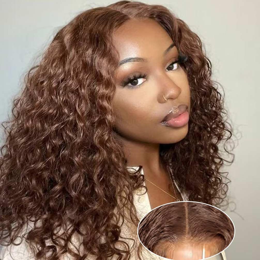 Wear and Go Glueless Wigs Human Hair Pre Plucked Pre Cut Lace Front Wigs for Black Women 180 Density Water Wave Bob Wig Human Hair Curly Wig (14 Inch)