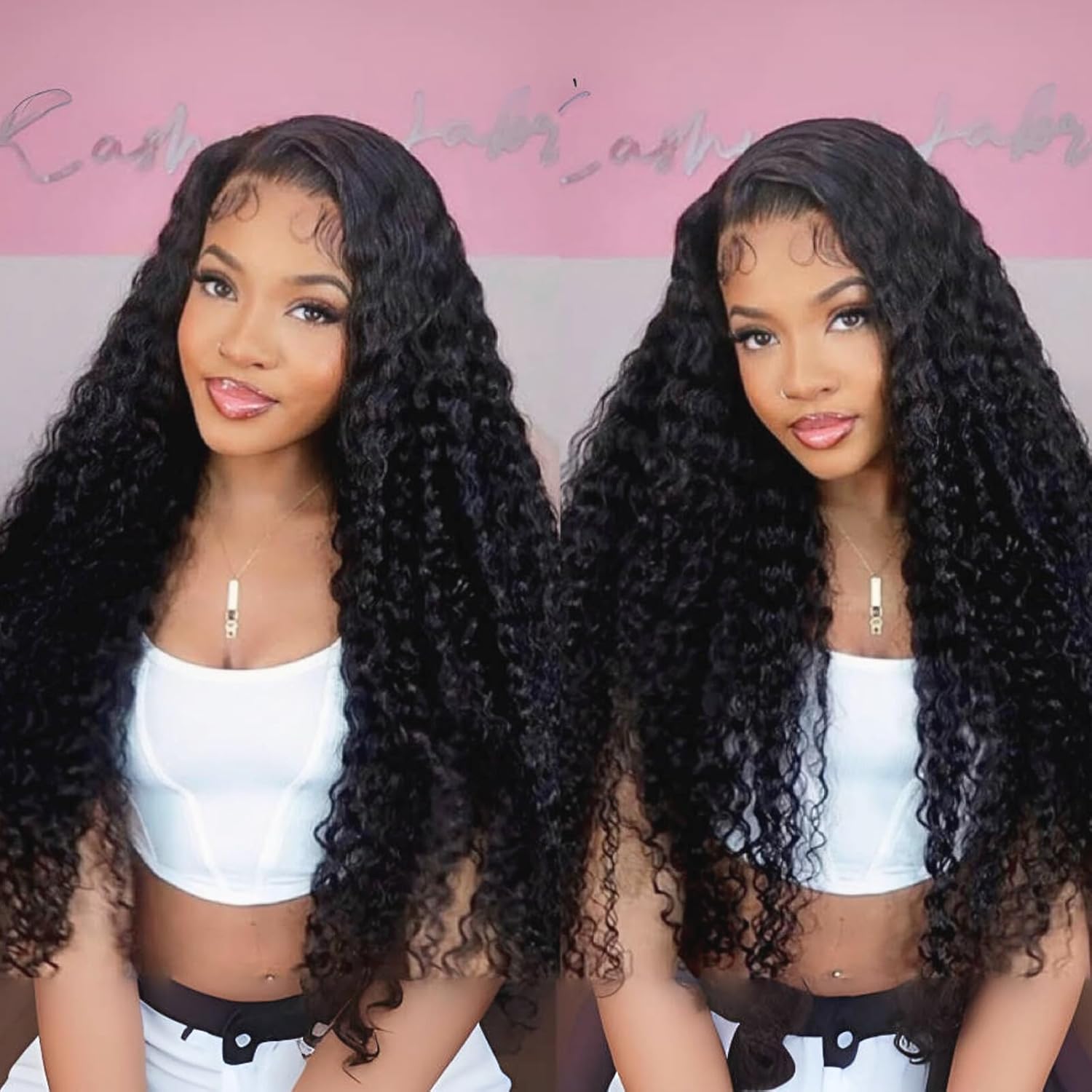 13x6 Deep Wave Lace Front Wigs Human Hair Pre Plucked Pre Bleached Deep Curly Human Hair Wigs for Women 180 Density HD Full Lace Frontal Wig With Baby Hair 28inch