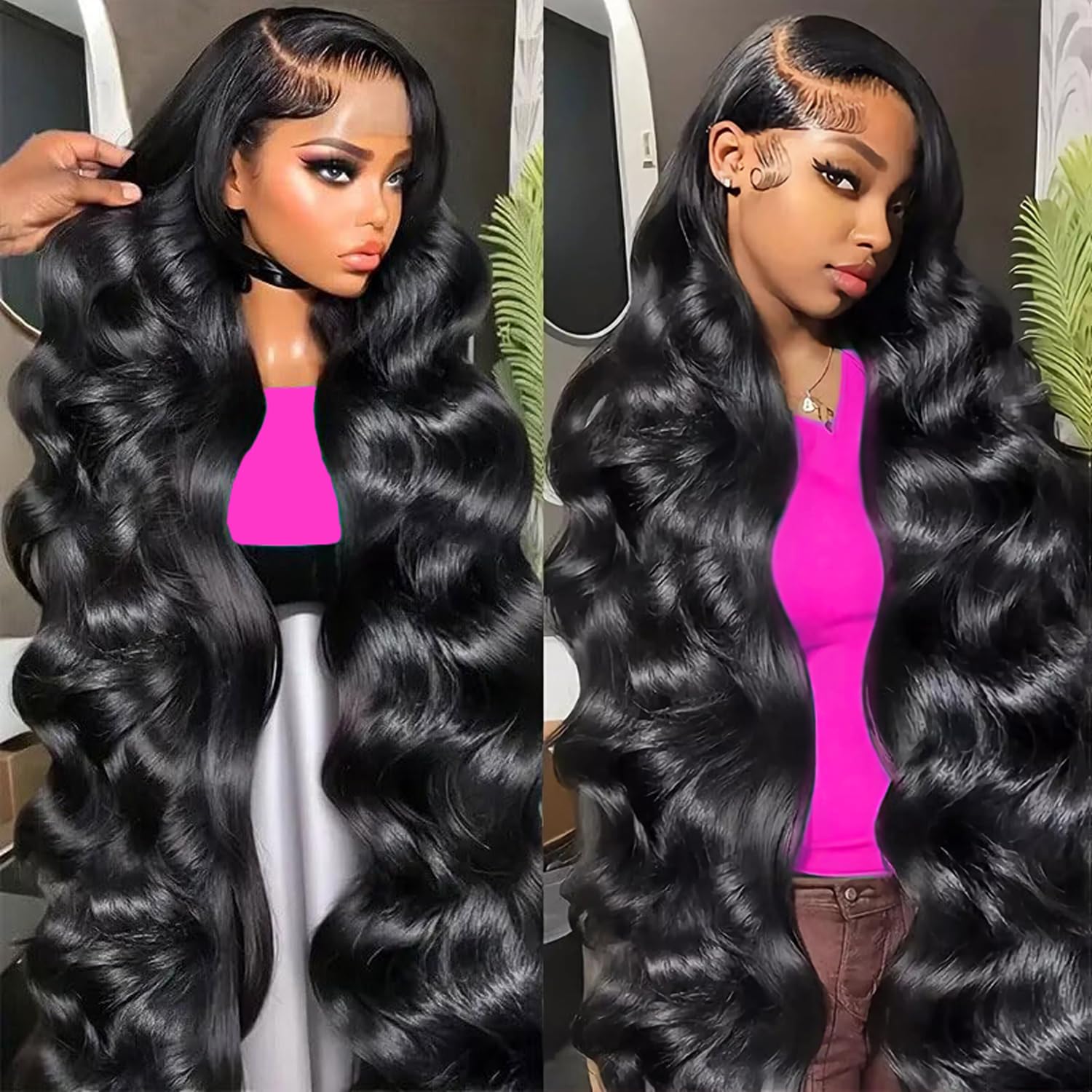 13x6 Body Wave Lace Front Wigs Human Hair Pre Plucked 200% Density Glueless Wigs Human Hair 26 Inch HD Transparent Lace Frontal Wigs Human Hair Wigs for Black Women With Baby Hair