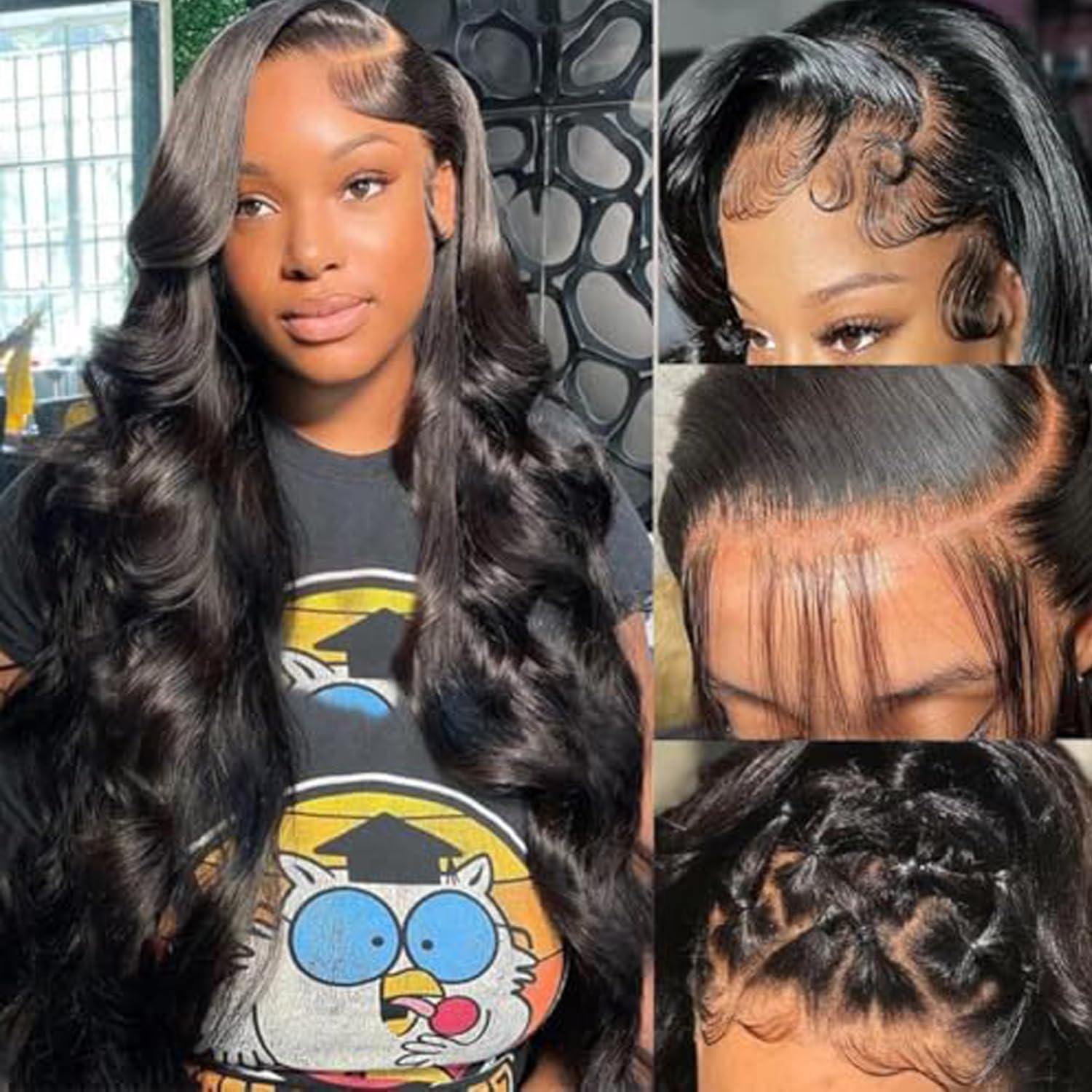 13x6 Body Wave Lace Front Wigs Human Hair Pre Plucked 200% Density Glueless Wigs Human Hair 26 Inch HD Transparent Lace Frontal Wigs Human Hair Wigs for Black Women With Baby Hair