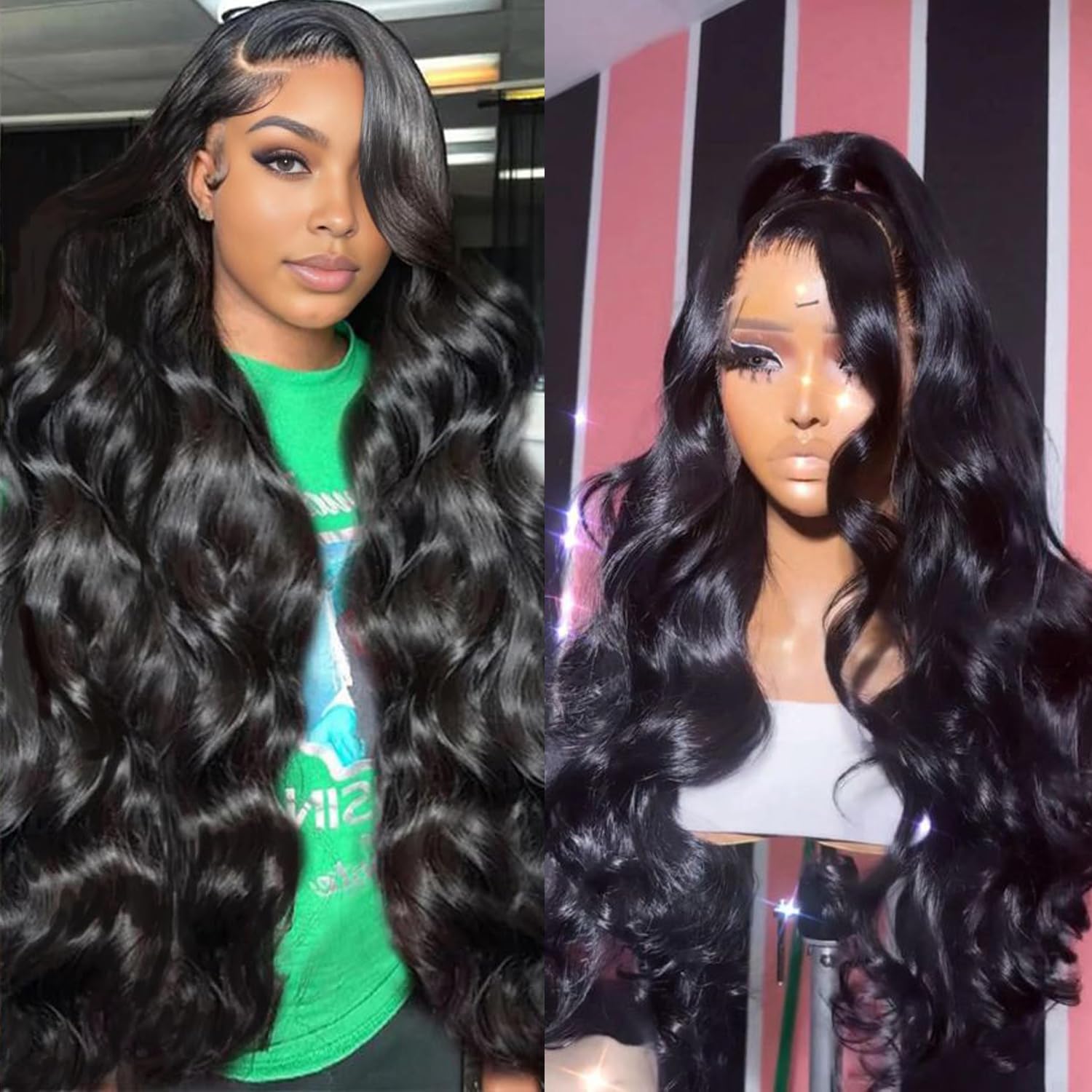 13x6 Body Wave Lace Front Wigs Human Hair Pre Plucked 200% Density Glueless Wigs Human Hair 26 Inch HD Transparent Lace Frontal Wigs Human Hair Wigs for Black Women With Baby Hair