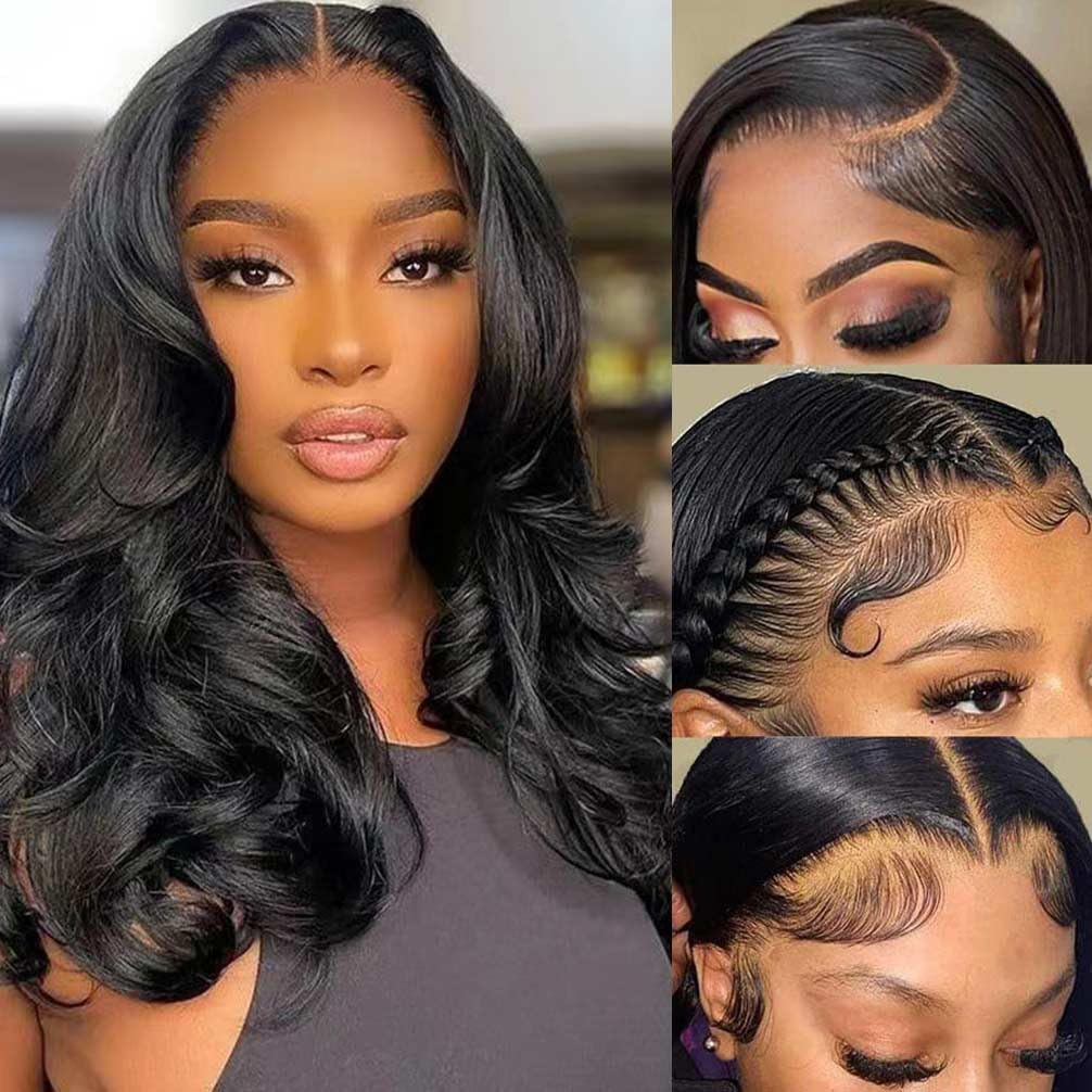 Wear and Go Glueless Wigs Human Hair Pre Plucked Pre Cut Lace Front Wigs for Black Women 180 Density Water Wave Bob Wig Human Hair Curly Wig (14 Inch)