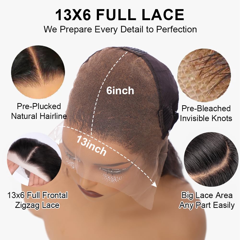 13x6 Deep Wave Lace Front Wigs Human Hair Pre Plucked Pre Bleached Deep Curly Human Hair Wigs for Women 180 Density HD Full Lace Frontal Wig With Baby Hair 28inch