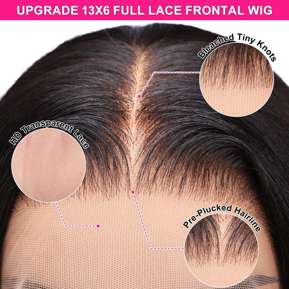 13x6 Deep Wave Lace Front Wigs Human Hair Pre Plucked Pre Bleached Deep Curly Human Hair Wigs for Women 180 Density HD Full Lace Frontal Wig With Baby Hair 28inch