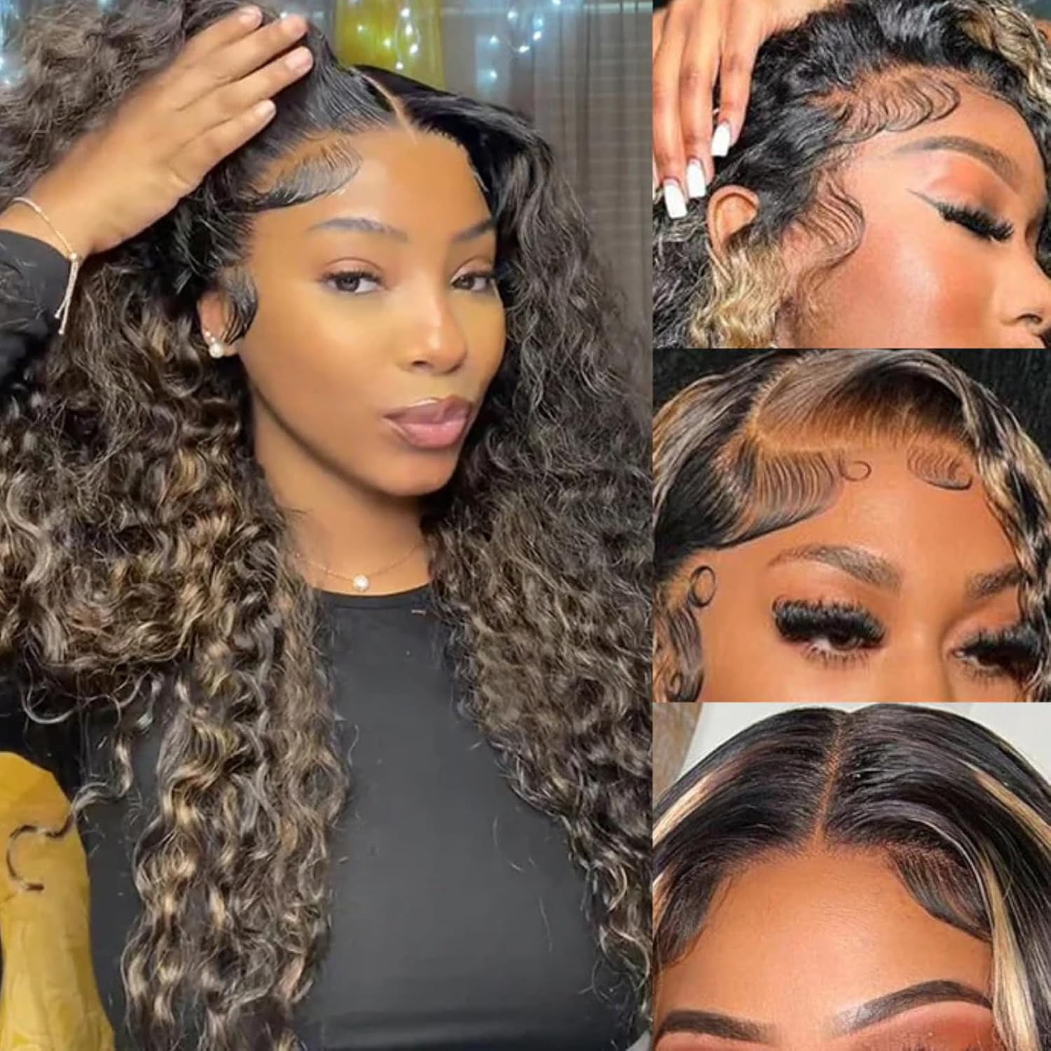 13x6 Deep Wave Lace Front Wigs Human Hair Pre Plucked Pre Bleached Deep Curly Human Hair Wigs for Women 180 Density HD Full Lace Frontal Wig With Baby Hair 28inch