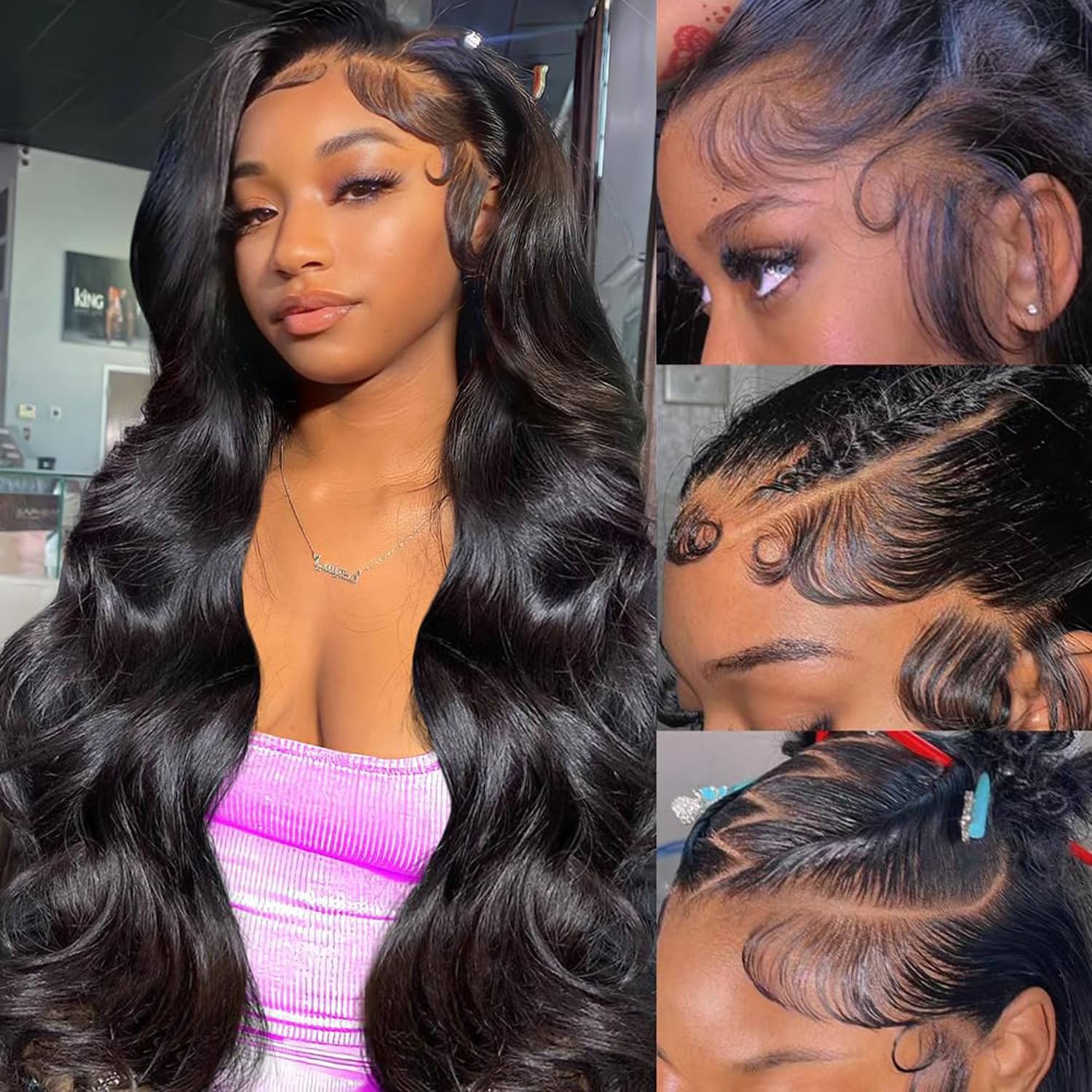 13x6 Body Wave Lace Front Wigs Human Hair Pre Plucked 200% Density Glueless Wigs Human Hair 26 Inch HD Transparent Lace Frontal Wigs Human Hair Wigs for Black Women With Baby Hair