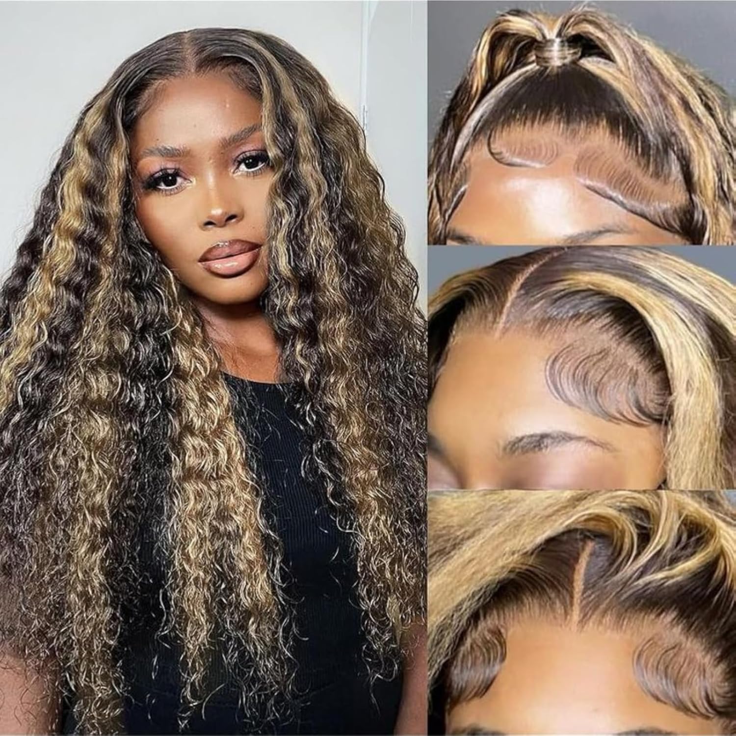 13x6 Deep Wave Lace Front Wigs Human Hair Pre Plucked Pre Bleached Deep Curly Human Hair Wigs for Women 180 Density HD Full Lace Frontal Wig With Baby Hair 28inch