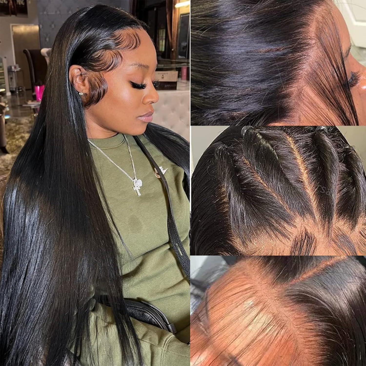 Straight Lace Front Wigs Human Hair 13x4 HD Transparent Lace Front Human Hair Wigs for Black Women Glueless Brazilian Virgin Hair Lace Frontal Wig 180% Density Pre Plucked with Baby Hair Hairline